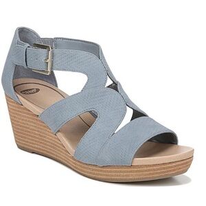 Women's Dr Scholls Bailey Seabreeze Blue Wedge Sandals Discontinued 9.5 NEW